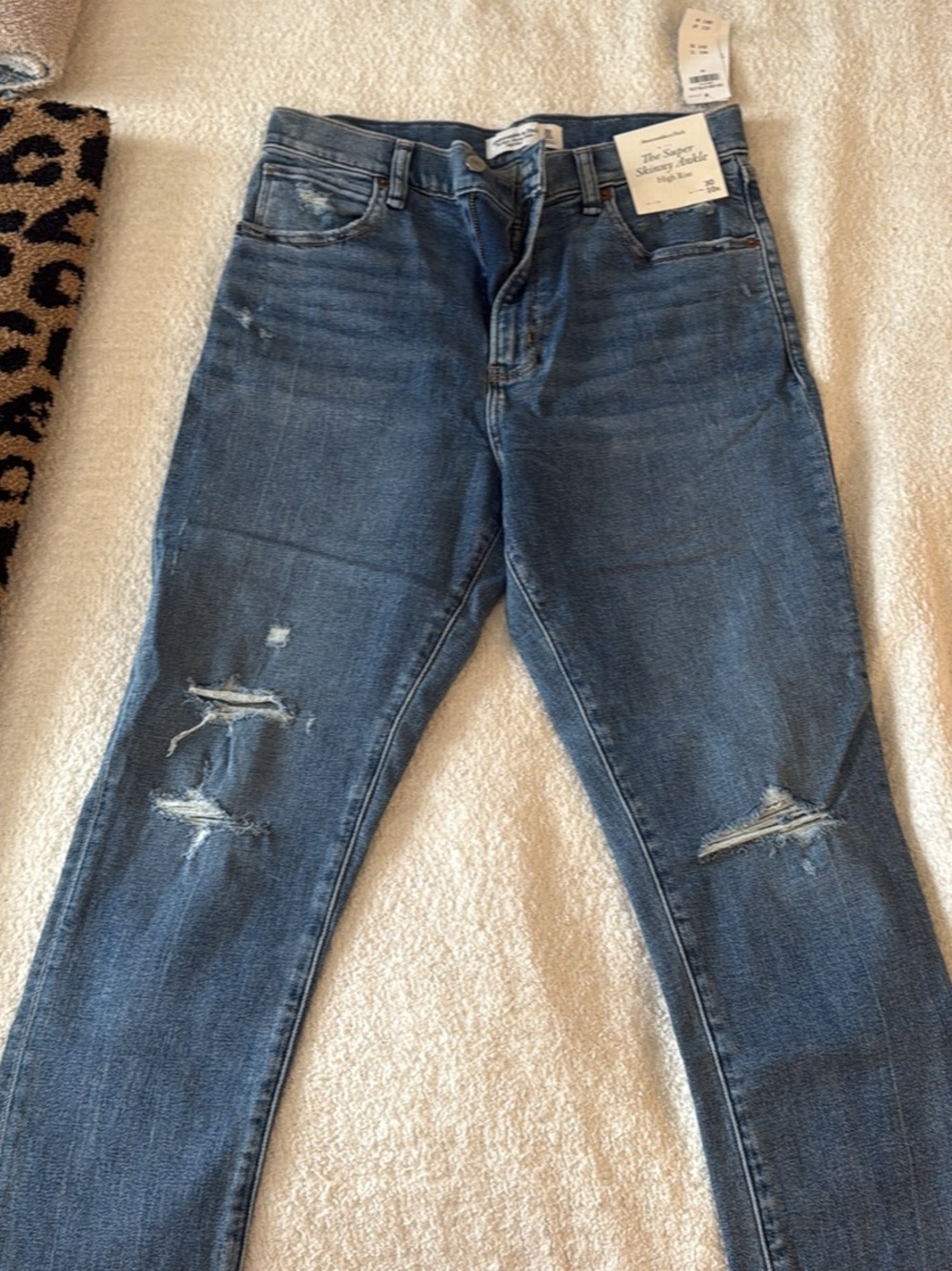 Abercrombie The Super Skinny Jeans in Distressed Medium Blue - Women